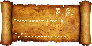 Pressburger Henrik névjegykártya